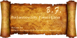 Balassovich Fausztina névjegykártya